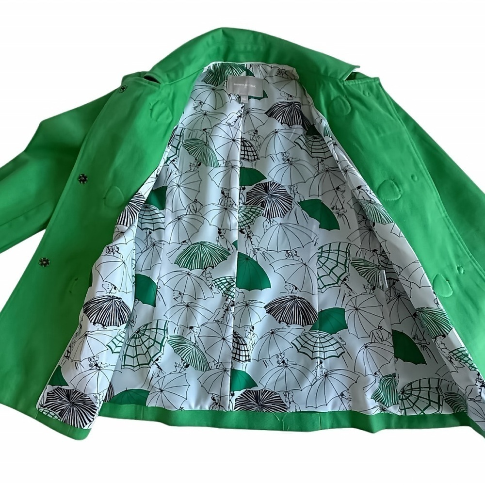 Banana Republic Kelly Green Toggle Peacoat Jacket S Twill Umbrella Print Lining - Picture 6 of 12